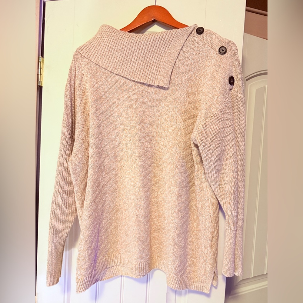🔥Style & Co. Cream Cowl Neck Sweater with Button Accents